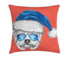 Blue Santa Hat Funny Pillow Cover