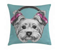 Headphones Music Dog Pillow Cover