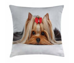 Lying Dog Ribbon Love Pillow Cover