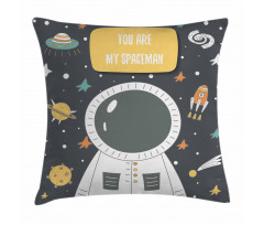 Cosmic Doodle Rocket Pillow Cover
