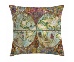 Vintage World Map Pillow Cover