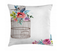 Sketch Bird Cage Pillow Cover