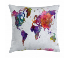 Colorful World Map Pillow Cover