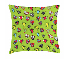 Hand Drawn Hearts Sketch Pillow Cover