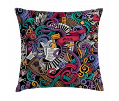 Music Theme Instruments Pillow Cover