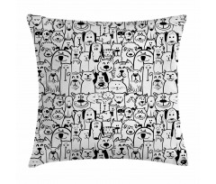 Dogs and Cat Composition Pillow Cover