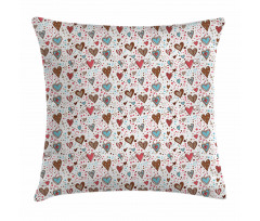 Various Shaped Hearts Pillow Cover