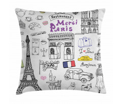 Eiffel Tower Beret Taxi Pillow Cover