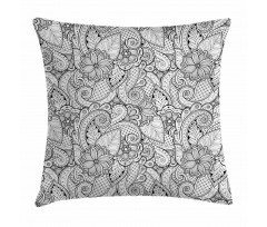 Monochrome Doodle Flora Pillow Cover