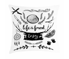 Antlers Tree Feathers Pillow Cover