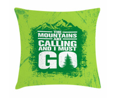 Grungy Mountains Text Pillow Cover