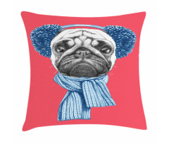 Winter Dog with Earmuffs Pillow Cover