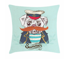 Captain Dog with Hat Jacket Pillow Cover