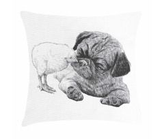 Pug Little Chick Hand Drawn Pillow Cover