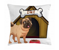 Dog House Cartoon Style Pillow Cover
