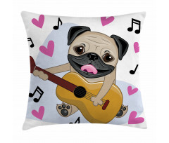 Dog Playing Guitar Singing Pillow Cover