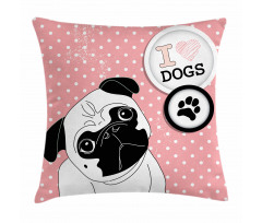 I Love Dogs Paw Print Logo Pillow Cover