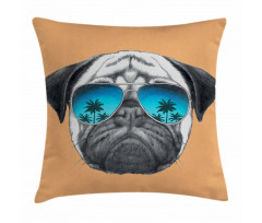 Dog and Sunglasses Pillow Cover