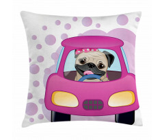 Dog Driving on Car Pillow Cover