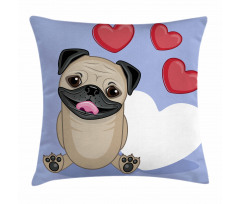 Happy Dog with Hearts Pillow Cover