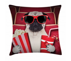 Dog Watching Movie Popcorn Pillow Cover