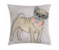 Hipster Dog Nerdy Glasses Pillow Cover
