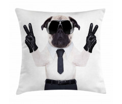 Looking Dog Glasses Pillow Cover