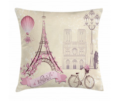 Floral Paris Eiffel Pillow Cover