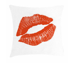 Red Lips Kiss Mark Grunge Pillow Cover