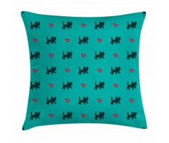 Kittens Pink Hearts Pillow Cover