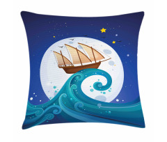 Old Ship Riding Waves Pillow Cover