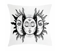 Monochrome Sun and Moon Pillow Cover