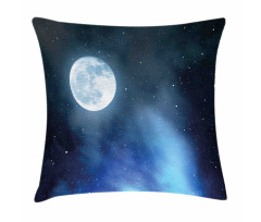 Starry Night Sky Full Moon Pillow Cover