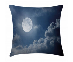 Night Skyline Full Moon Pillow Cover