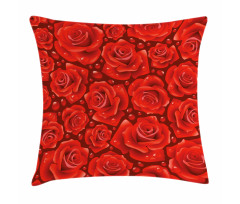 Red Roses Water Rain Drops Pillow Cover