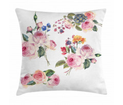 English Wild Roses Bouquet Pillow Cover