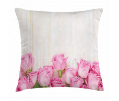 Flowers on Wood Planks Pillow Cover