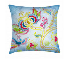 Colorful Floral Art Motif Pillow Cover