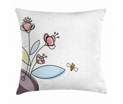 Flower Pot with Blossoms Pillow Cover
