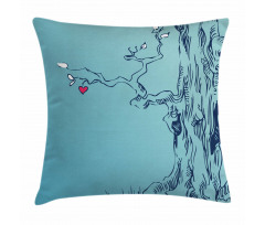 Tree with Hearts Leaves Pillow Cover