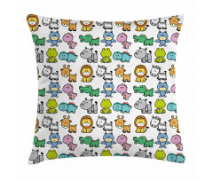 Bat Rhino Fun Illustration Pillow Cover