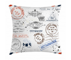 Retro Post Stamp Design Pillow Cover