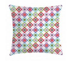 Squares with Flowers Pillow Cover