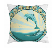 Mammal Jumping out Sea Pillow Cover