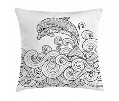 Nautical Zentangle Wave Pillow Cover