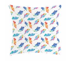 Watercolor Bird Feather Pillow Cover