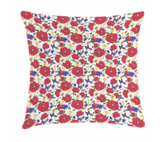 Blooming Red Poppies Pillow Cover