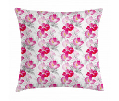 Watercolor Poppy Romance Pillow Cover