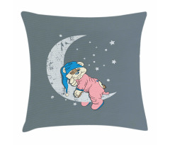 Baby Sleeping on the Moon Pillow Cover