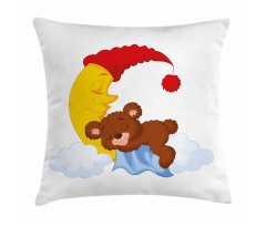 Kids Cartoon Baby on Moon Pillow Cover